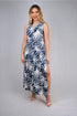 Sheath Silhouette V-Neckline Side Slit Maxi Dress - D052